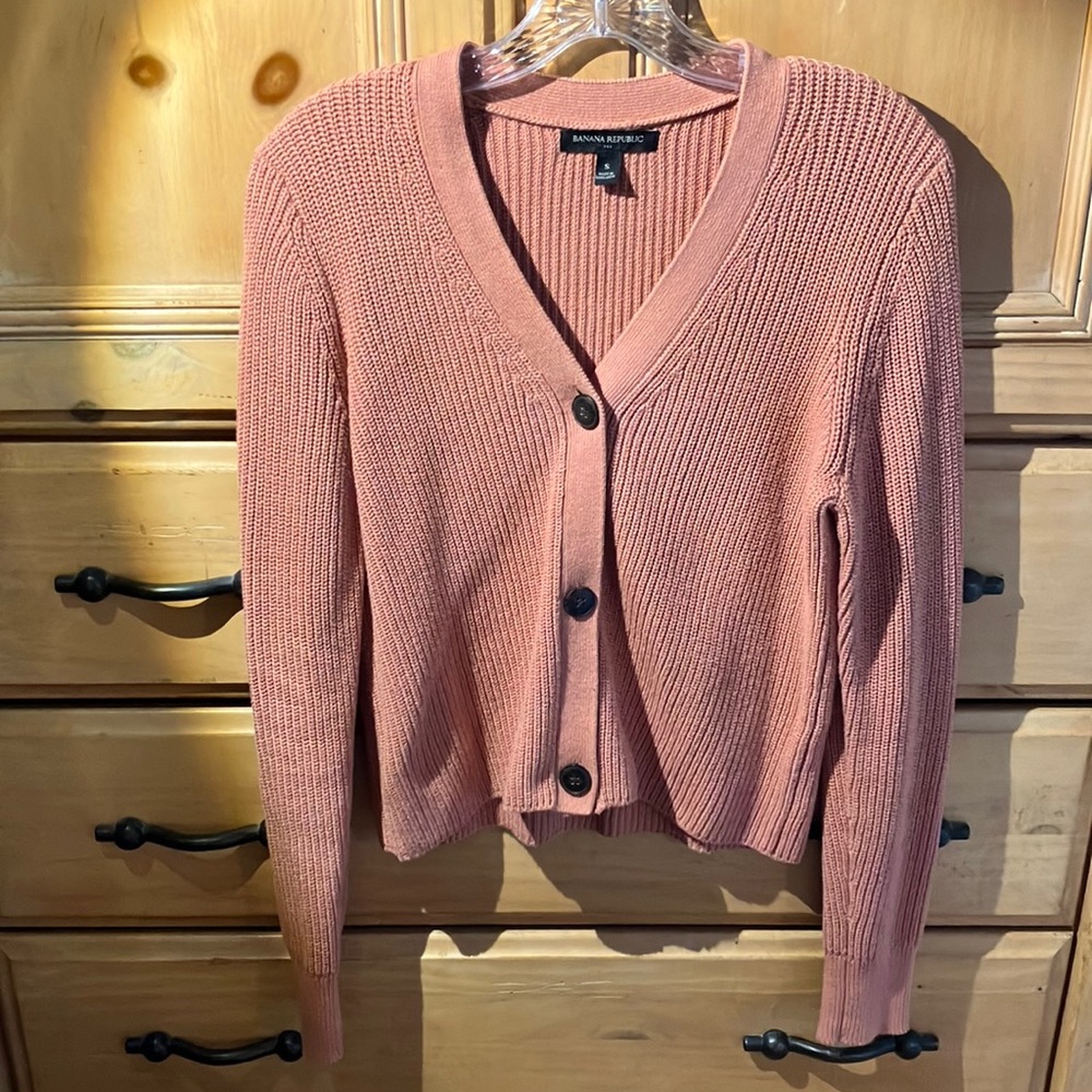 Banana Republic Cotton Cardigan, Peach Fuzz, S